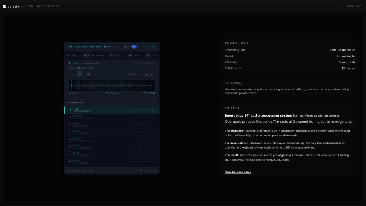 Signal audio moderation workstation interface
